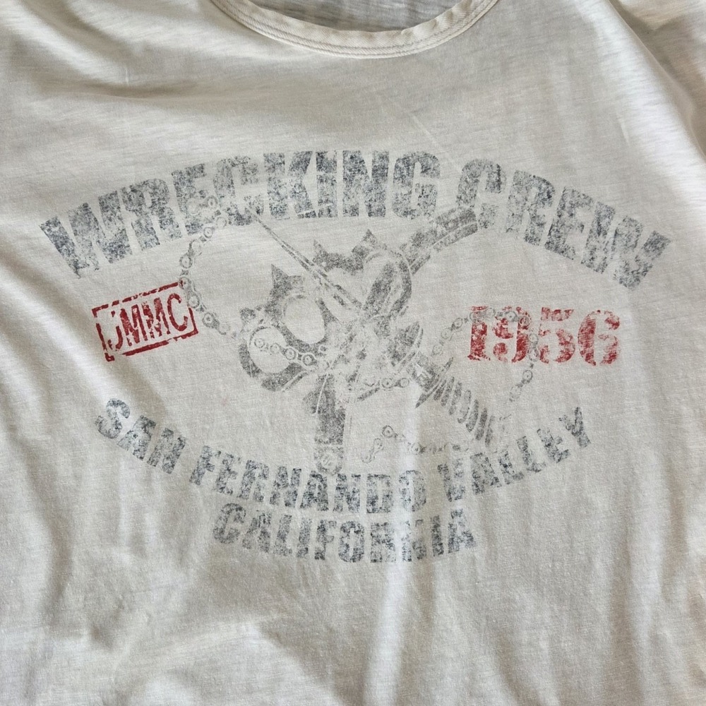 Heritage Johnson Motors Inc Wrecking Crew Graphic T-Shirt XL White Slub Cotton - Picture 4 of 10